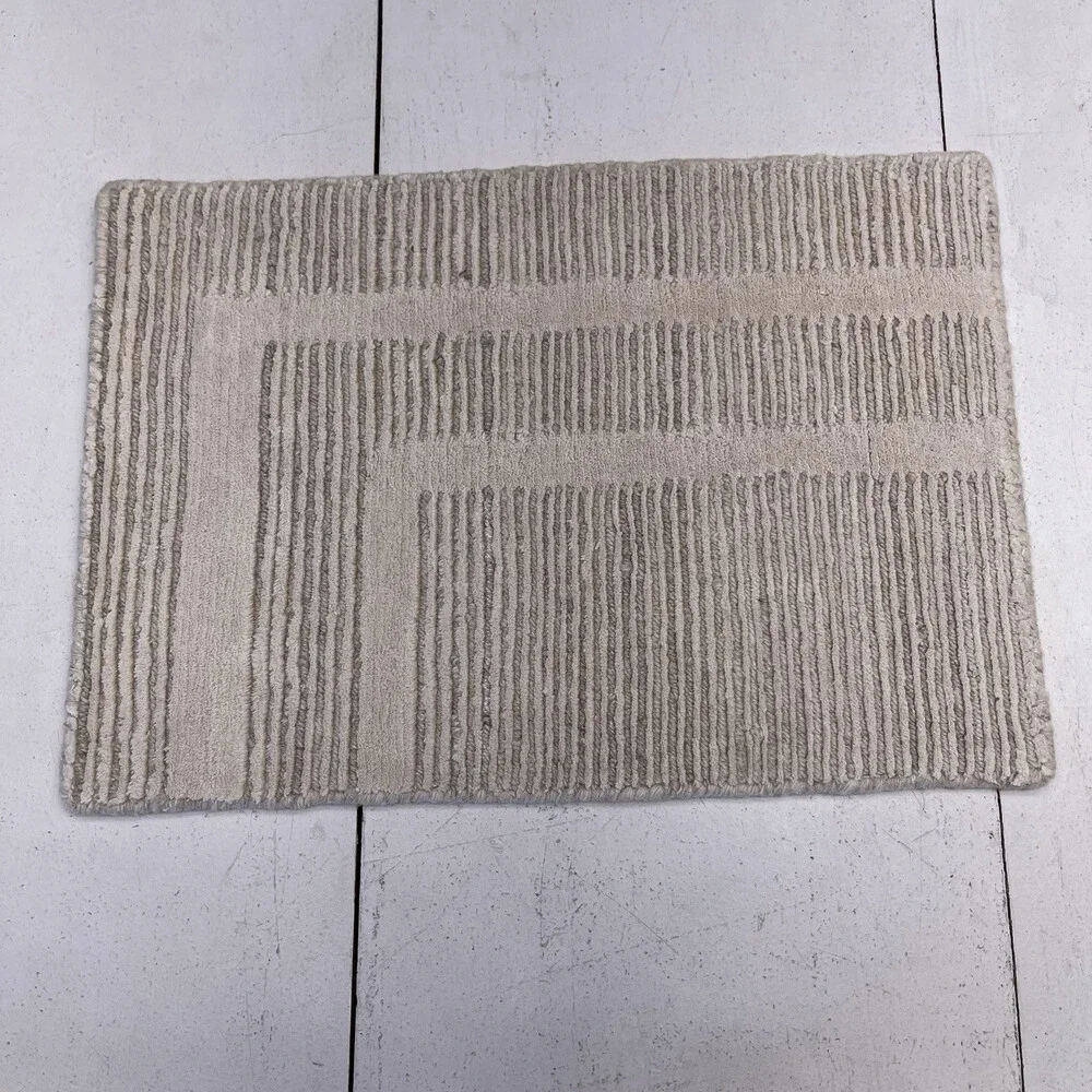 Restoration Hardware Oatmeal Parallel Border Sample Rug